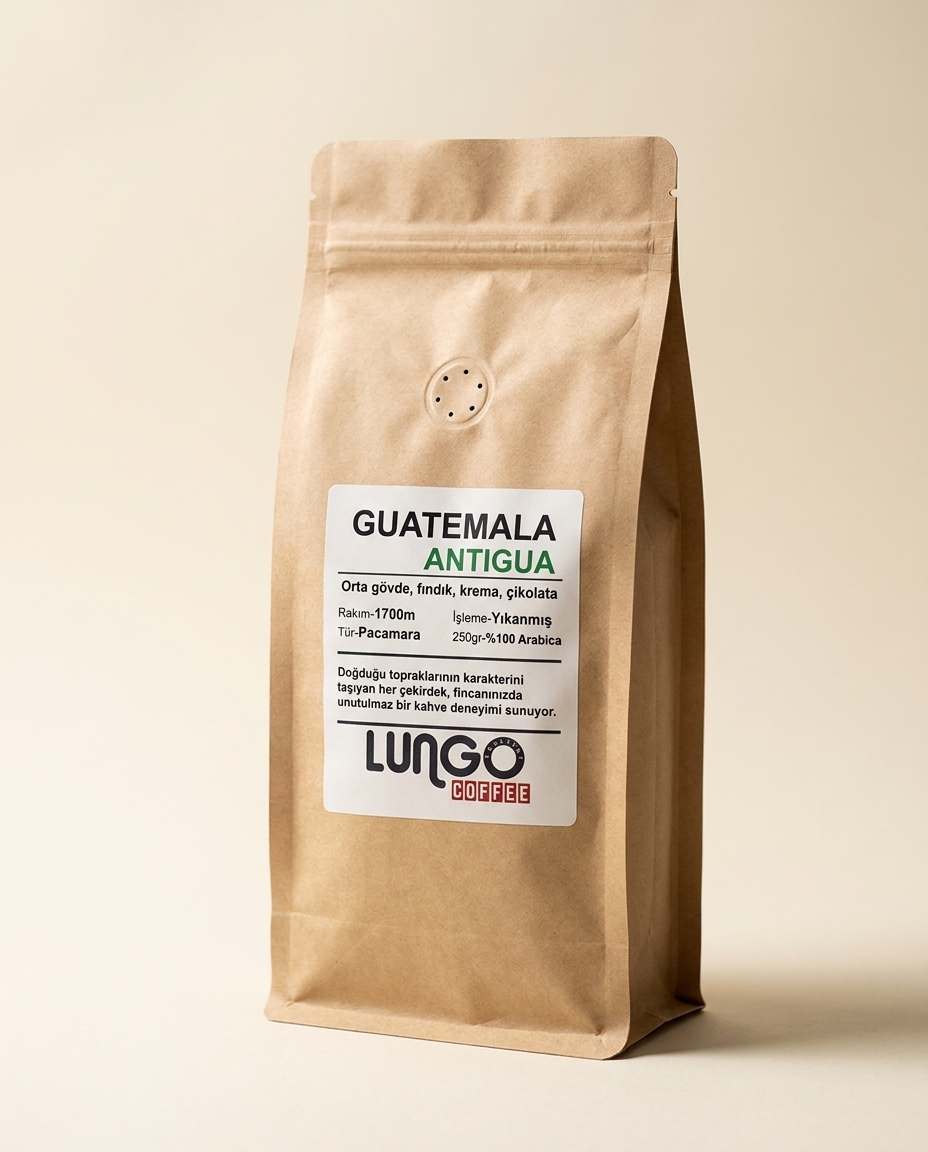 Guatemala Antigua taze kavrulmuş specialty kahve paketi, 250g ve 1kg seçenekleri