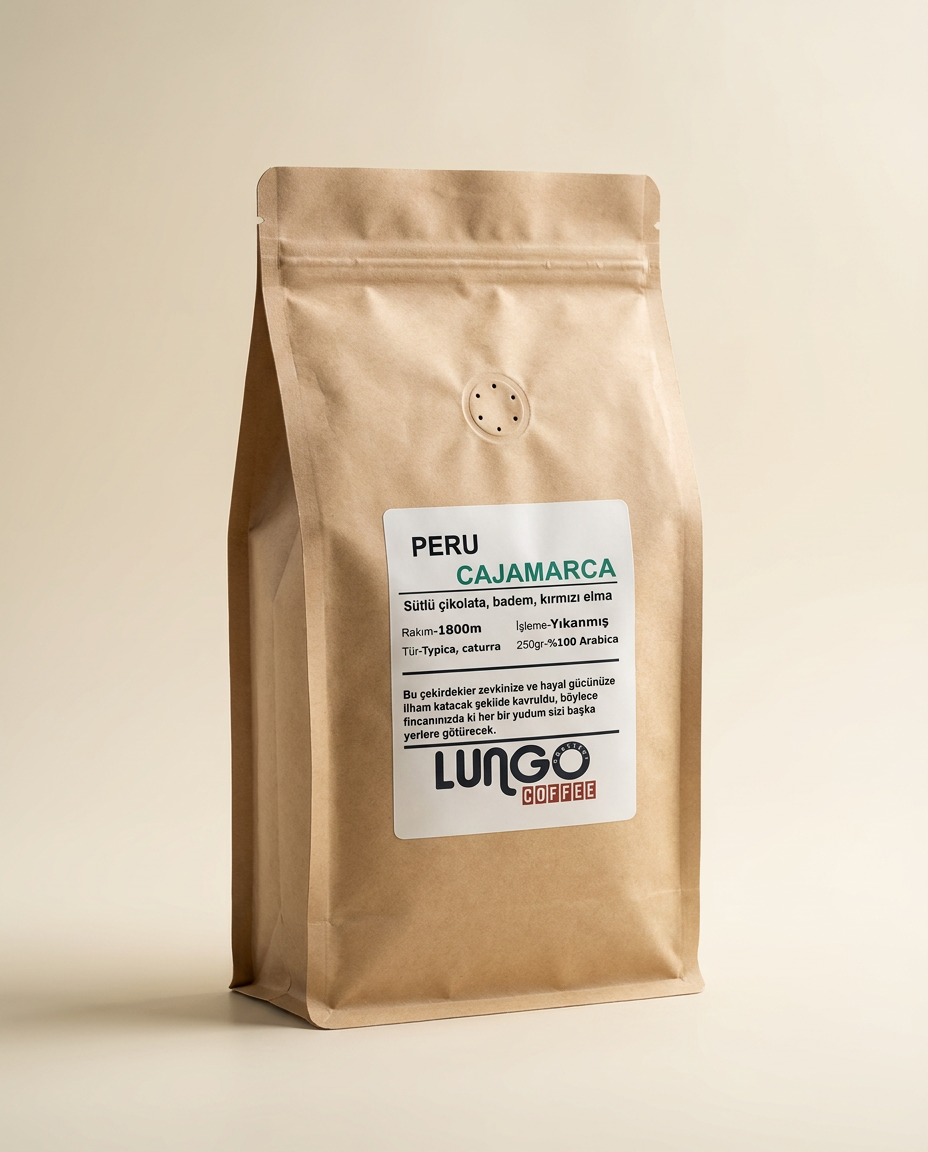 Peru Cajamarca taze kavrulmuş specialty kahve paketi, 250g ve 1kg seçenekleri